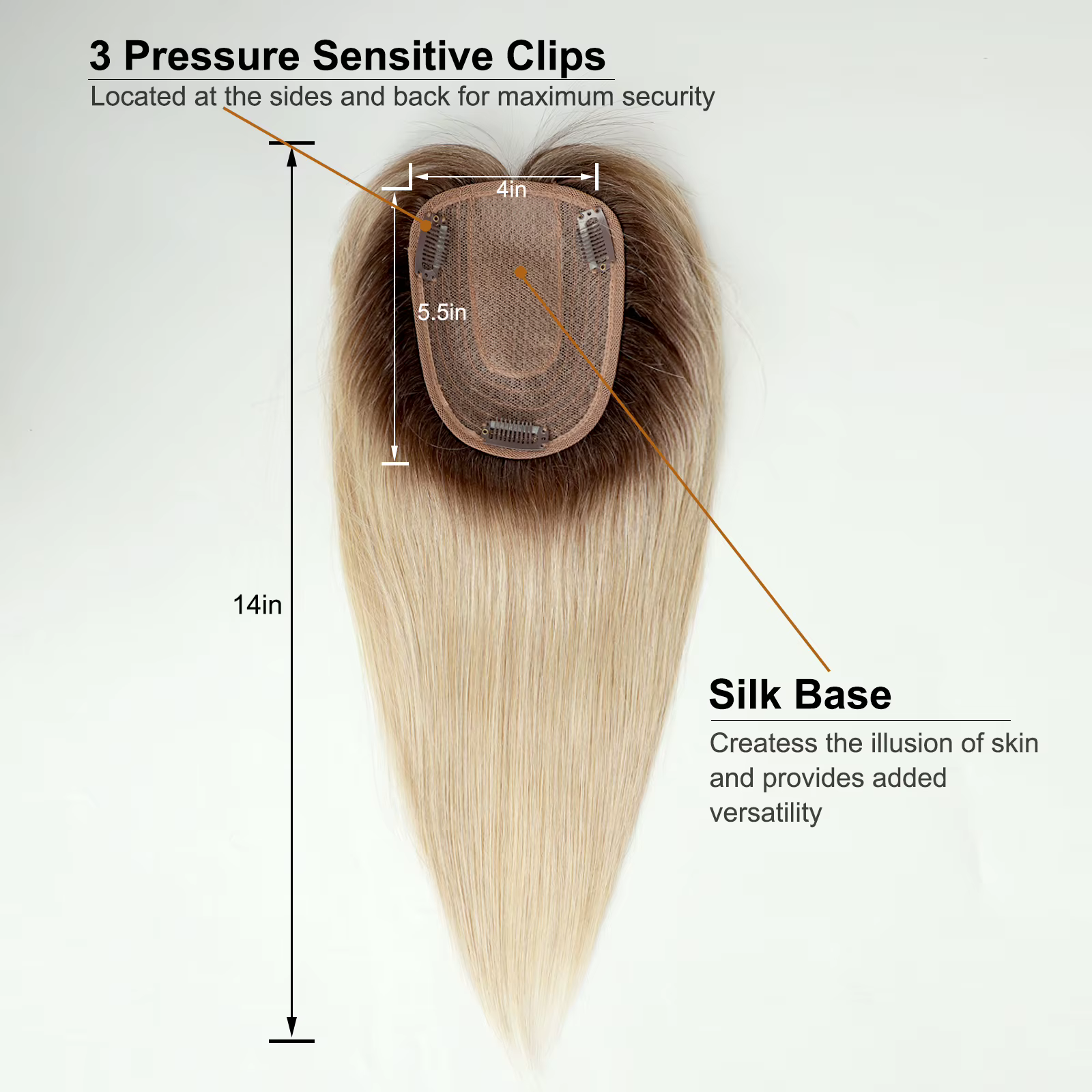Toppers de cheveux humains avec frange pour femmes