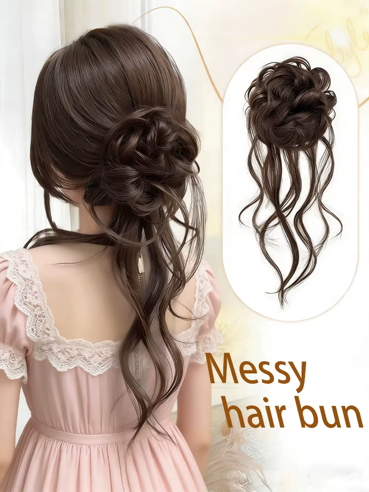 Perruque Dragon Beard Meatball Bun pour femmes et filles