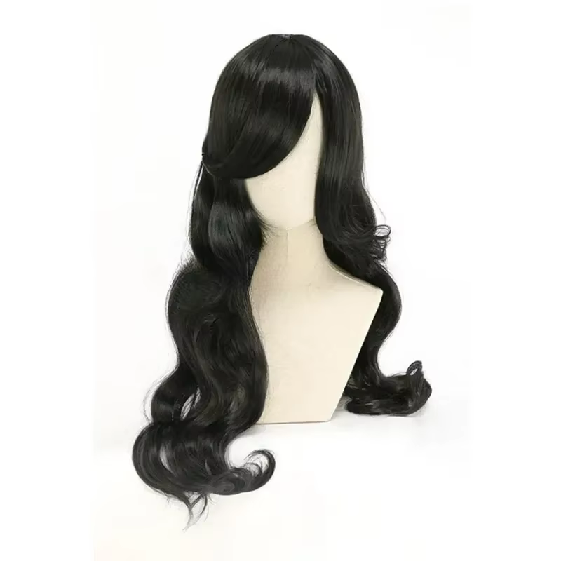 Anime Shego Cosplay perruque 80 cm longue vague bouclée noir