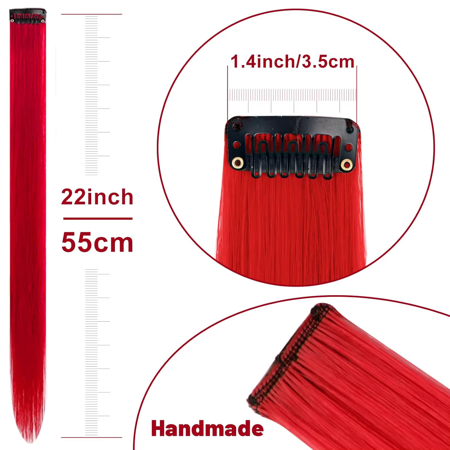 Extensions de cheveux synthétiques colorées de 22 pouces