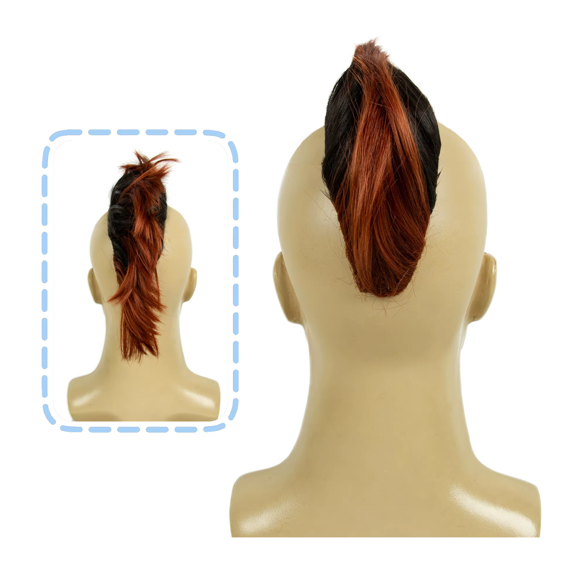 REEWES Obrem Brown Mokhaw Perruque à clipser en cheveux synthétiques pour usage quotidien, PUNK ROCK, fête, cosplay