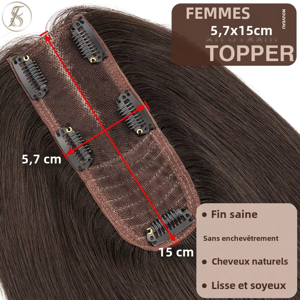 Toppers de cheveux humains à nœud unique pour femmes