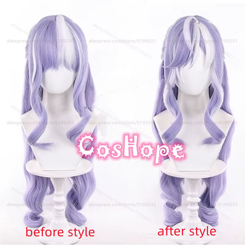 ZZZ Vivian Cosplay perruque 80 cm longue bouclée violet blanc