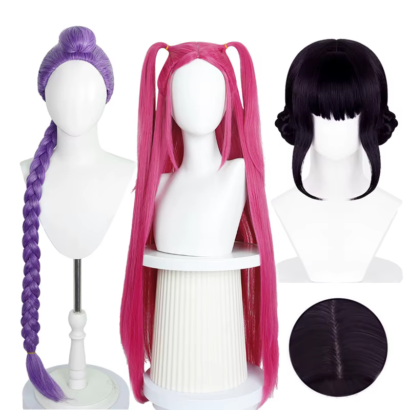Film Kpop Anime Cosplay perruques violet noir rouge cheveux longs résistant à la chaleur