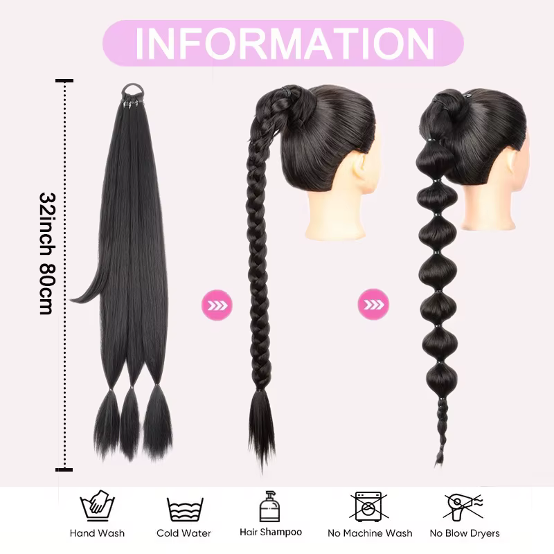 Extensions capillaires synthétiques longues et lisses de 32 pouces