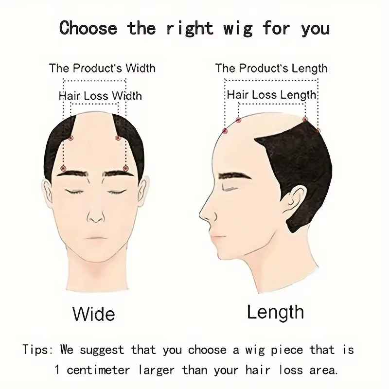 Perruque naturelle courte bouclée pour hommes
