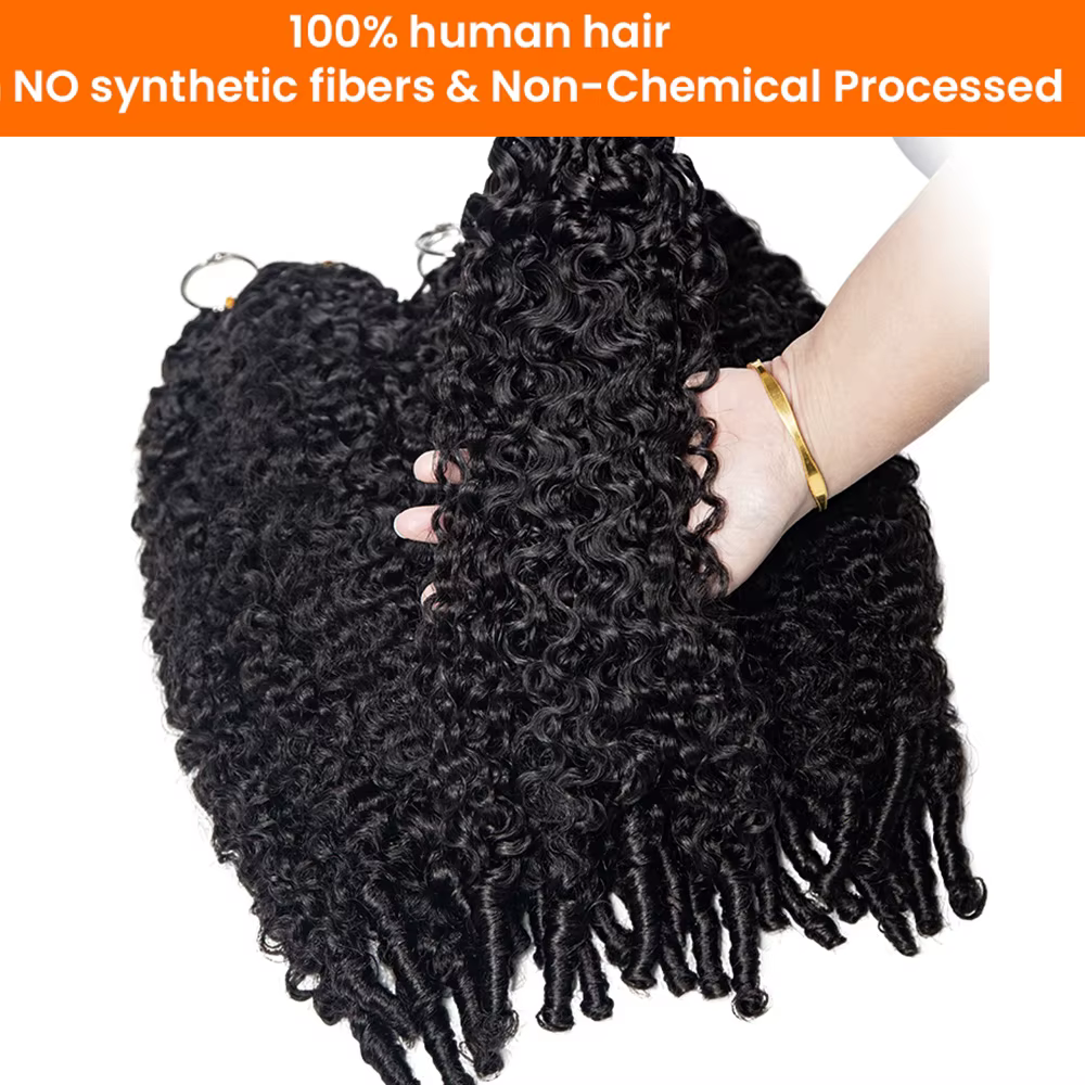 Coily End plume Crochet Extensions de cheveux humains sans noeud Invisible sans couture
