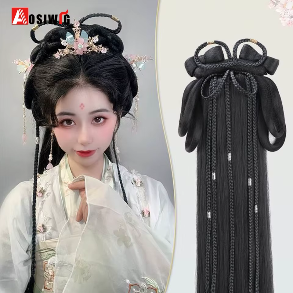 Hanfu synthétique Style ancien bandeau tresse intégré