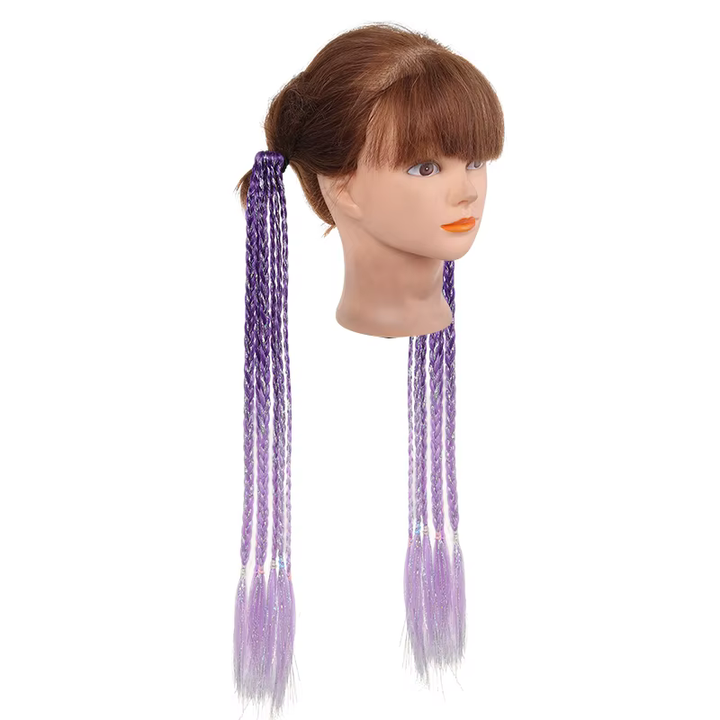 Lot de 2 extensions de cheveux en fibres synthétiques avec tresses torsadées ombrées à fil doré