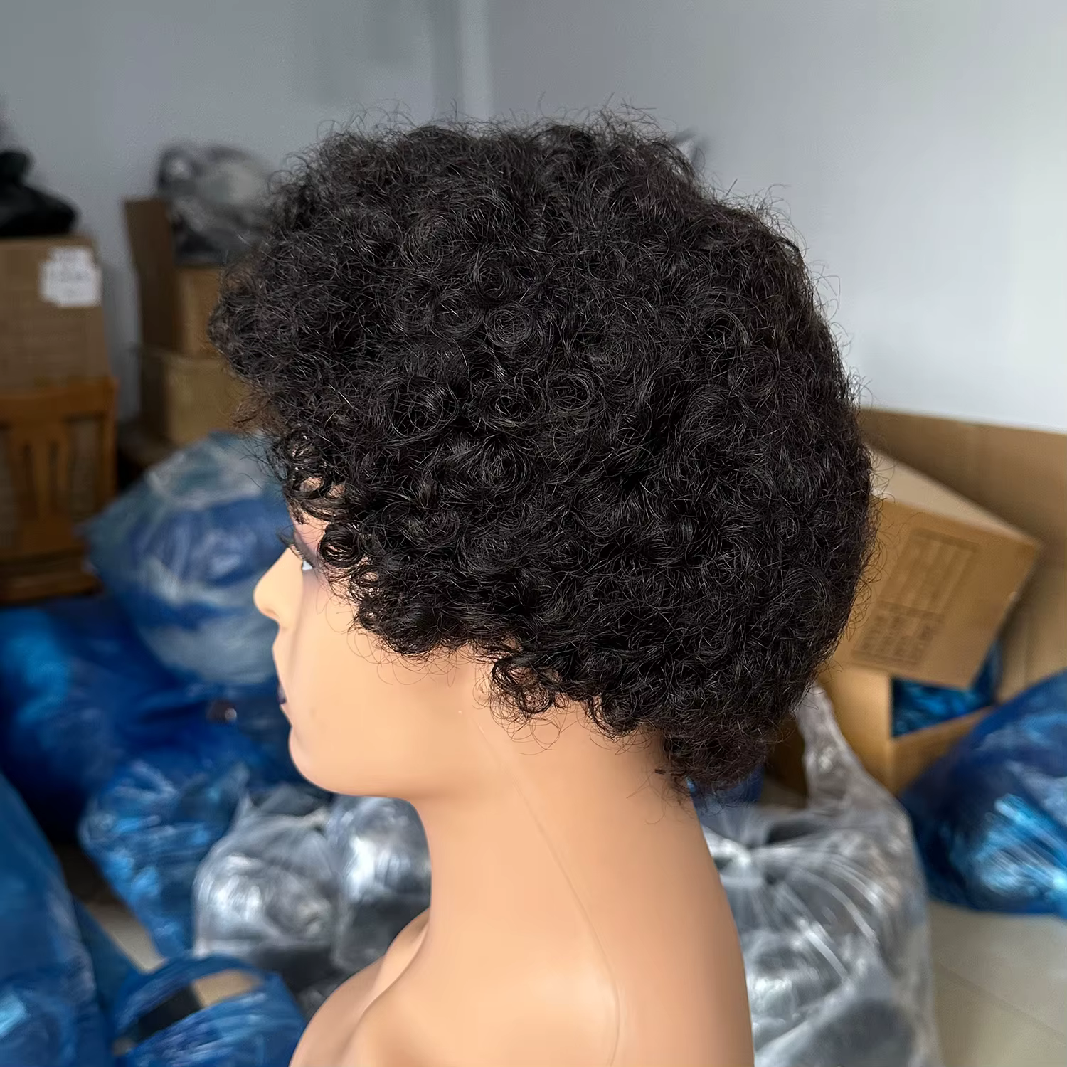 Perruques brésiliennes courtes coupe lutin pour femmes noires cheveux humains Afro crépus bouclés perruque africaine