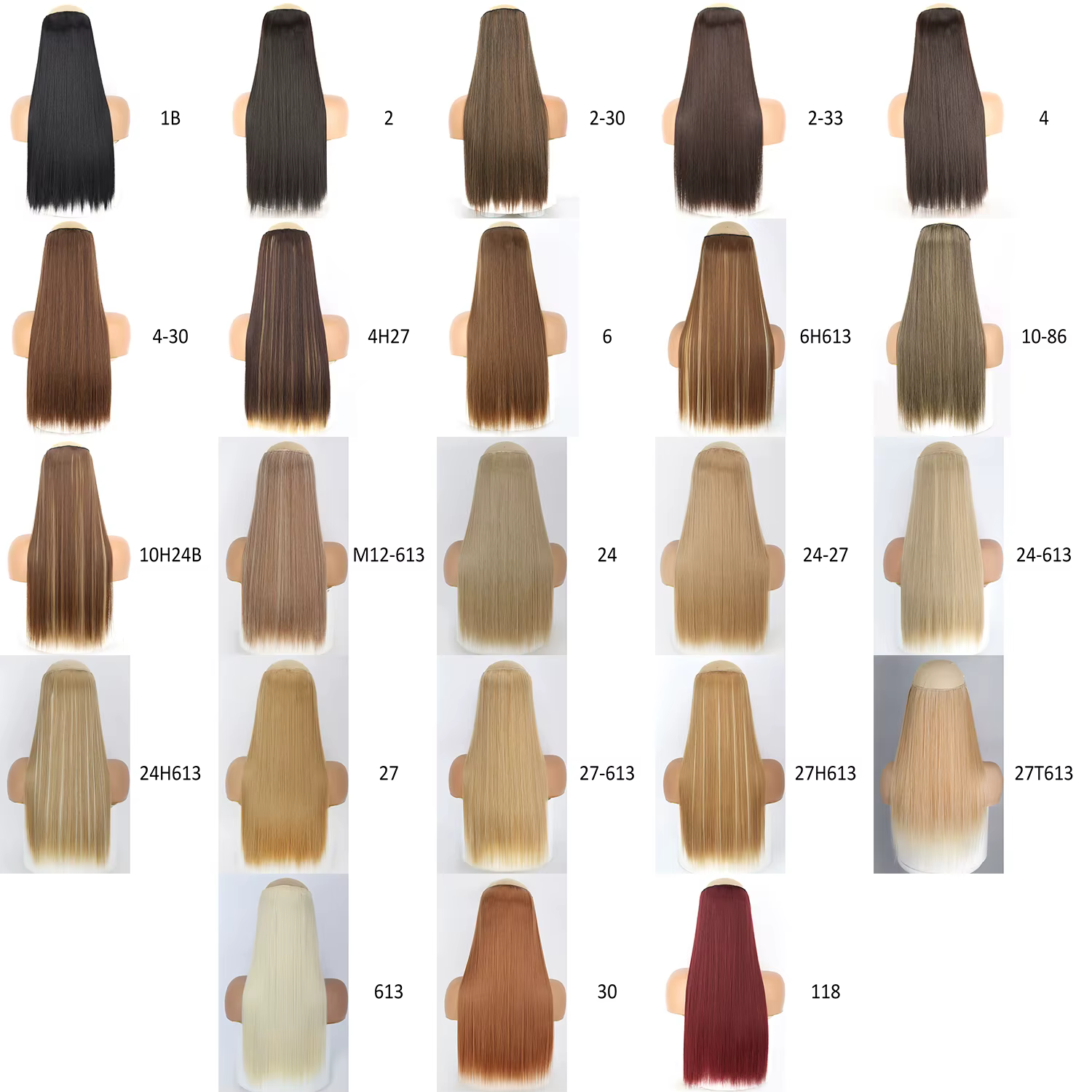 Extensions de cheveux synthétiques longues droites pour femmes