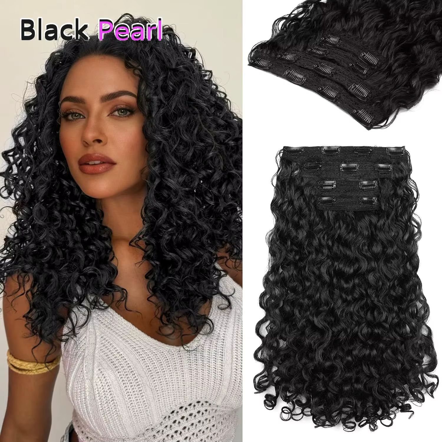 Extensions de cheveux à clipser Black Pearl Water Wave