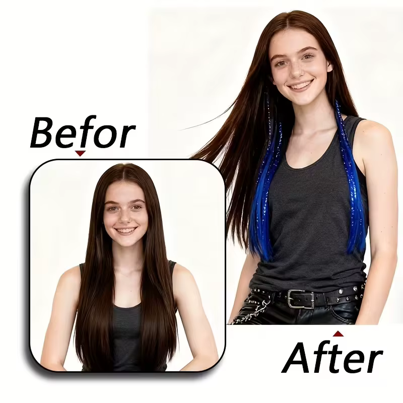 Extensions de cheveux synthétiques colorées au laser de 24 pouces