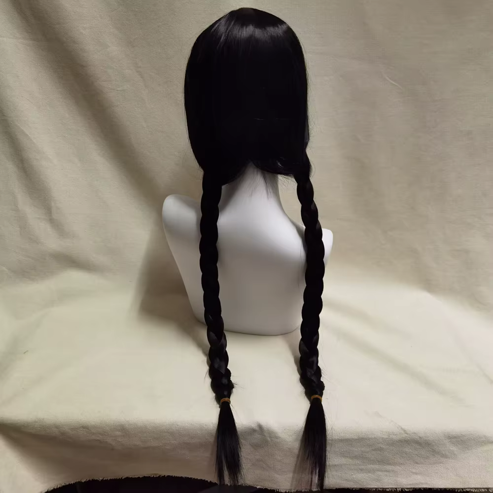 Perruque de Cosplay synthétique longue tressée noire