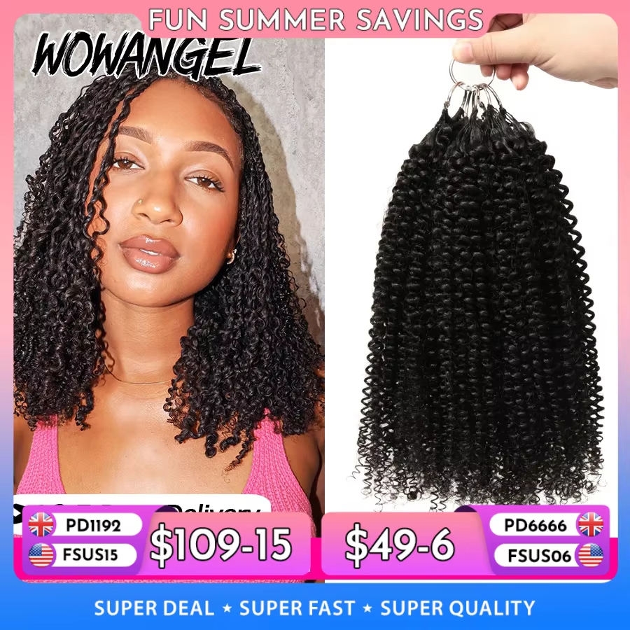WOWANGEL Extensions de cheveux humains bouclés afro crépus à crocheter