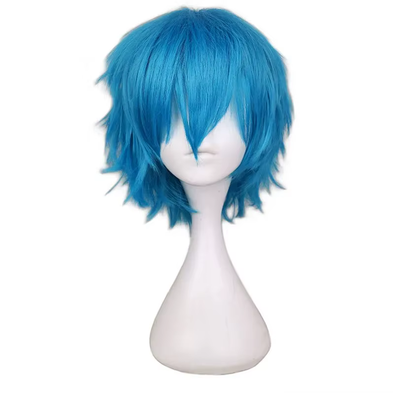 Anime YUI TAMURA perruque bleu court synthétique Cosplay perruques résistance à la chaleur fête