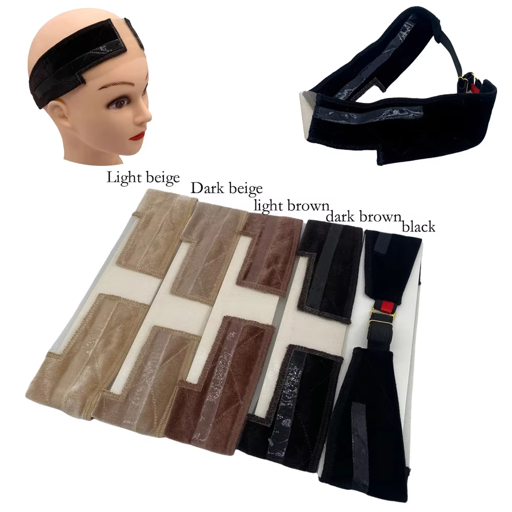 Nouveau bandeau antidérapant en velours de silicone double face avec boucle métallique pour maintenir les perruques