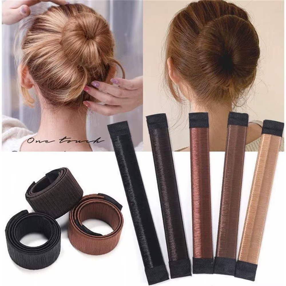 Tresse française outils de coiffure bricolage fabricant de chignon magique accessoires de tresse de cheveux torsion éponge beignet chignon fabricant coiffure marron
