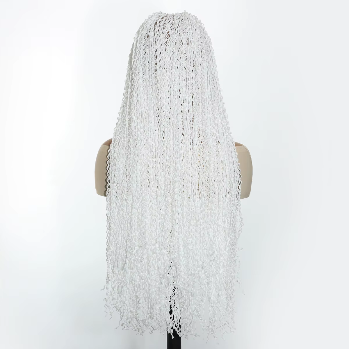 Perruque tressée synthétique longue en dentelle blanche pour femmes