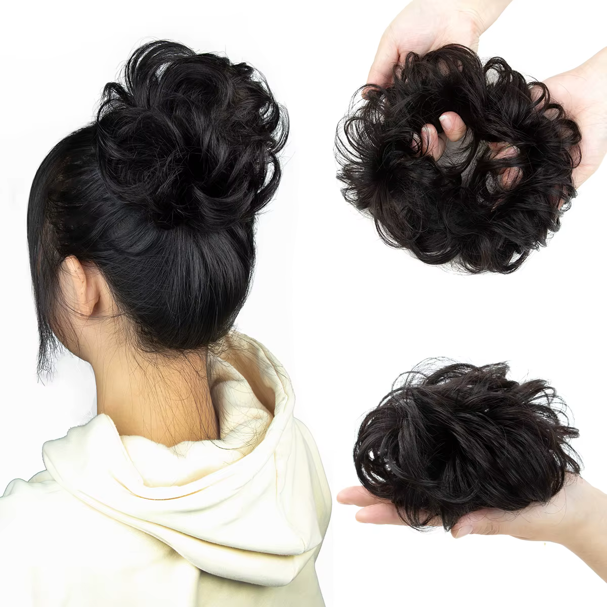 Nouveauté bouclés naturel cheveux humains Chignon