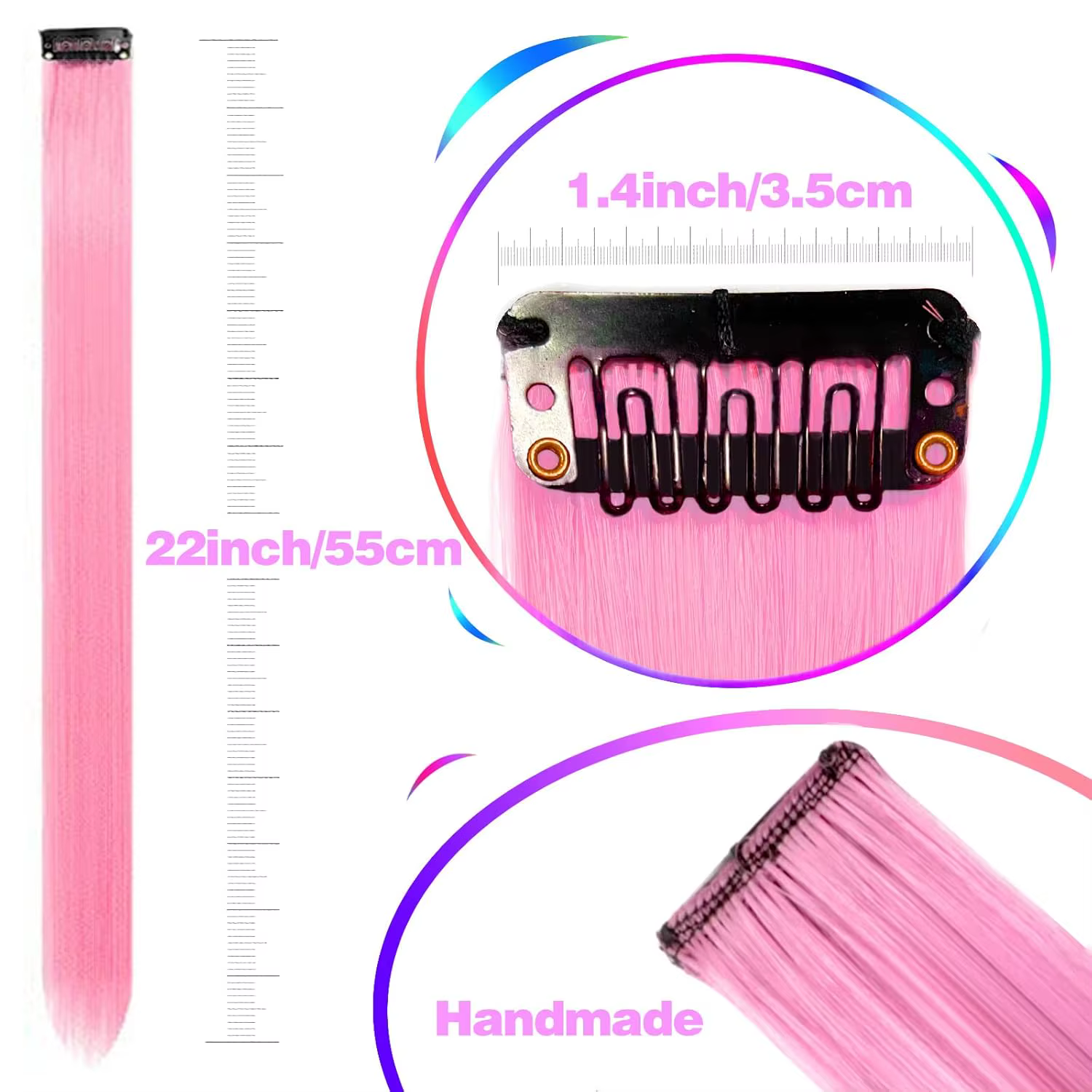 Extensions de cheveux synthétiques noires à clipser