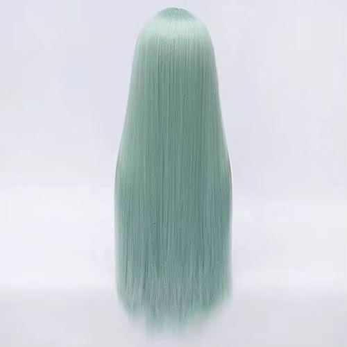 Perruque de cosplay verte avec frange pour femme