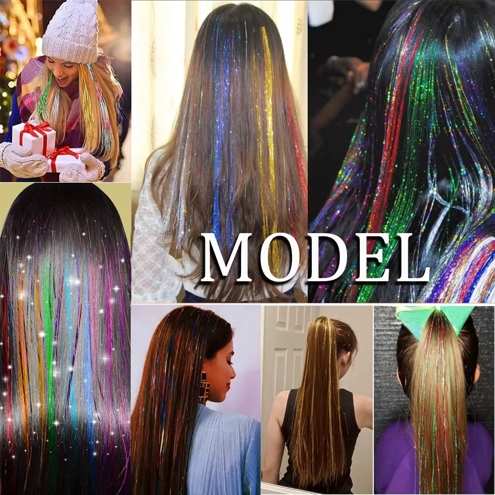 Extensions de cheveux synthétiques scintillantes 93/120 cm