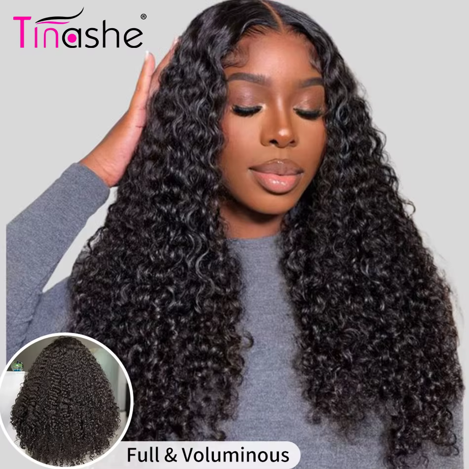 Tinashe Double dessiné pleine et volumineux bouclés perruque de cheveux humains 250 densité Pull & Go sans colle 6 × 5