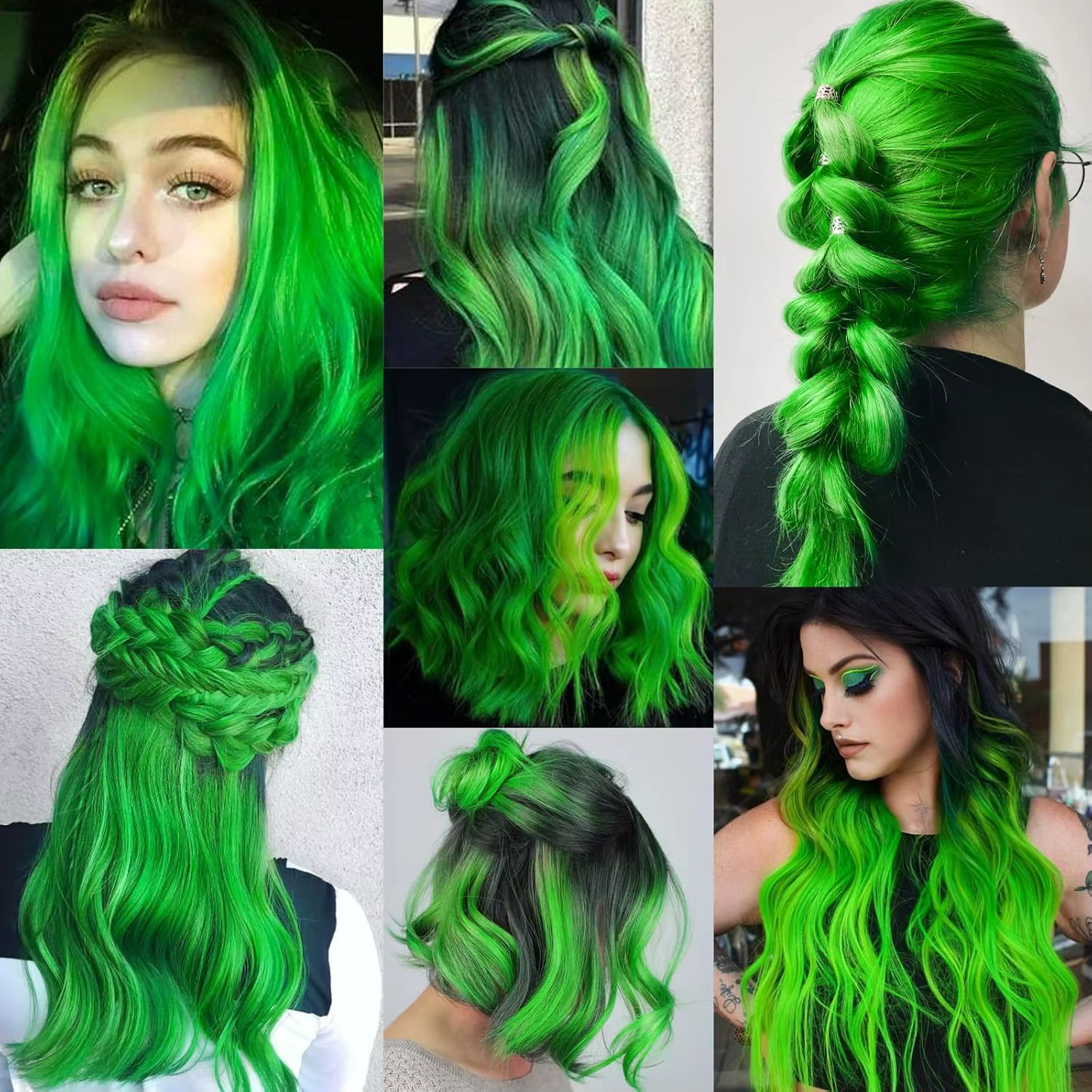 Extensions de cheveux vertes à clipser