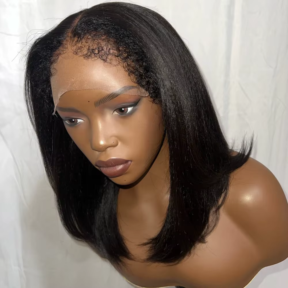 Perruques Yaki légères sans colle cheveux humains Wear And Go 7x5