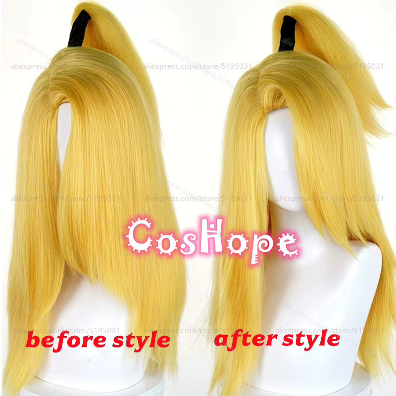 Deidara Cosplay perruque 64 cm longue jaune Blonde