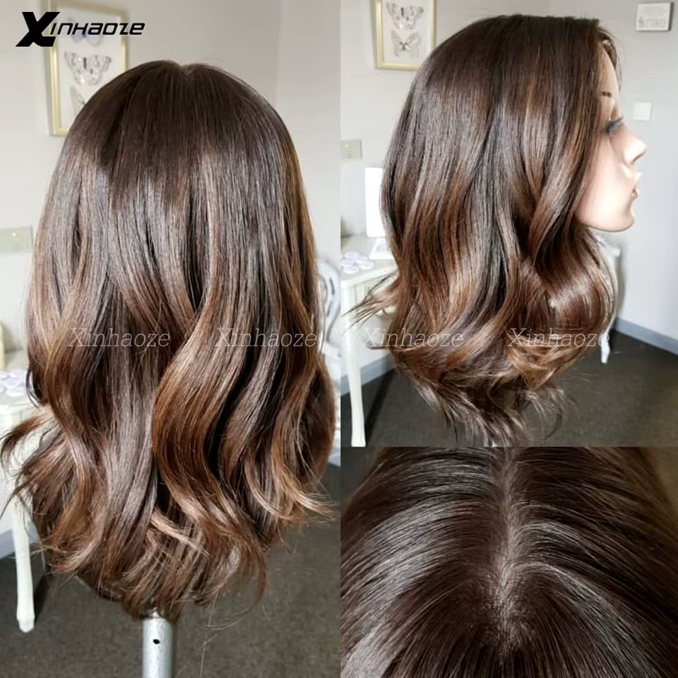 Perruque Full Lace Wig sans colle, cheveux naturels, Body Wave, brun foncé, doux, baby hair, HD, 5x5, pre-plucked, densité 180%, 360
