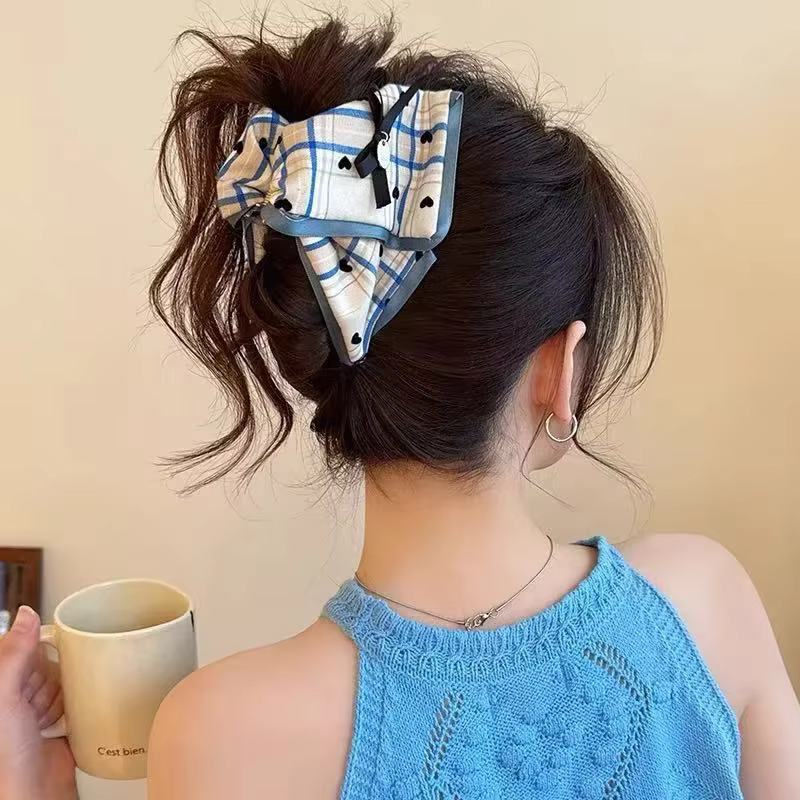 Pince à cheveux nœud écossais pour femme