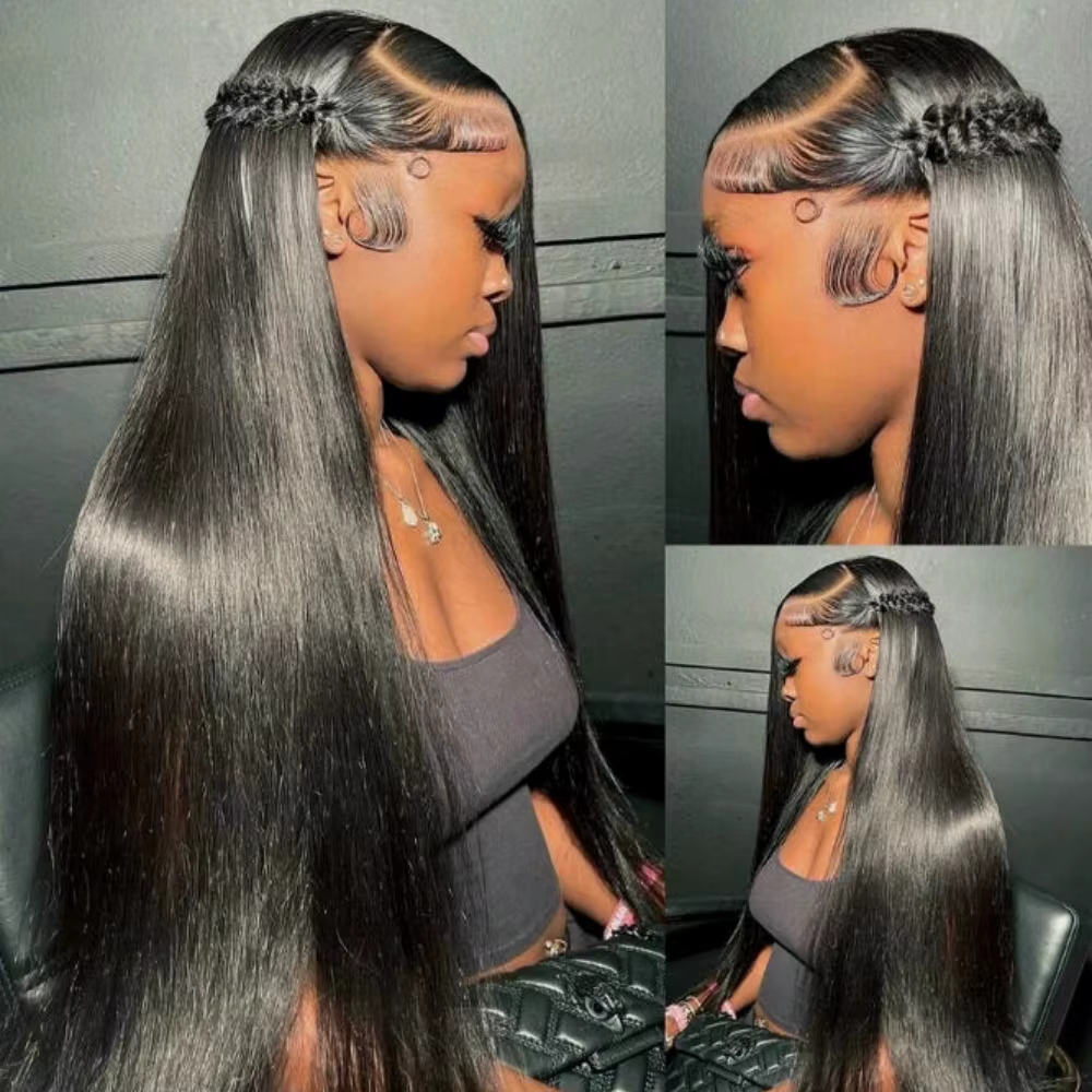 Perruques Lace Front sans colle Prêtes à Porter 13*4/13*6 Cheveux Humains Noirs Densité 250% Couleur Naturelle
