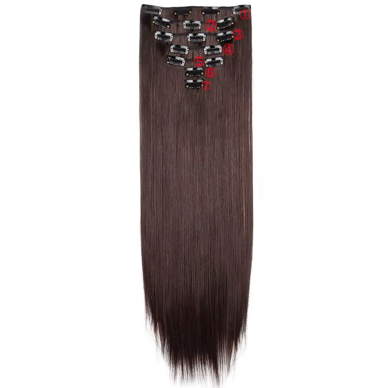 WIGSIN 24 pouces synthétique 7 pièces/ensemble Extension de cheveux longs raides 16Clips coiffure noir blond postiche pour les femmes