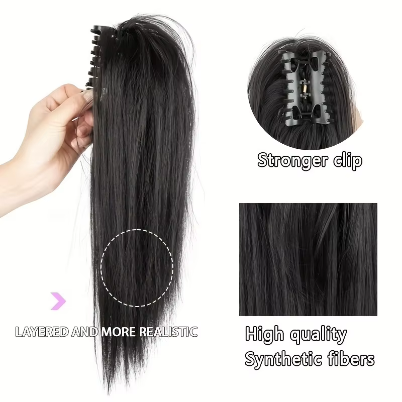Extension capillaire synthétique courte et lisse de 14 pouces