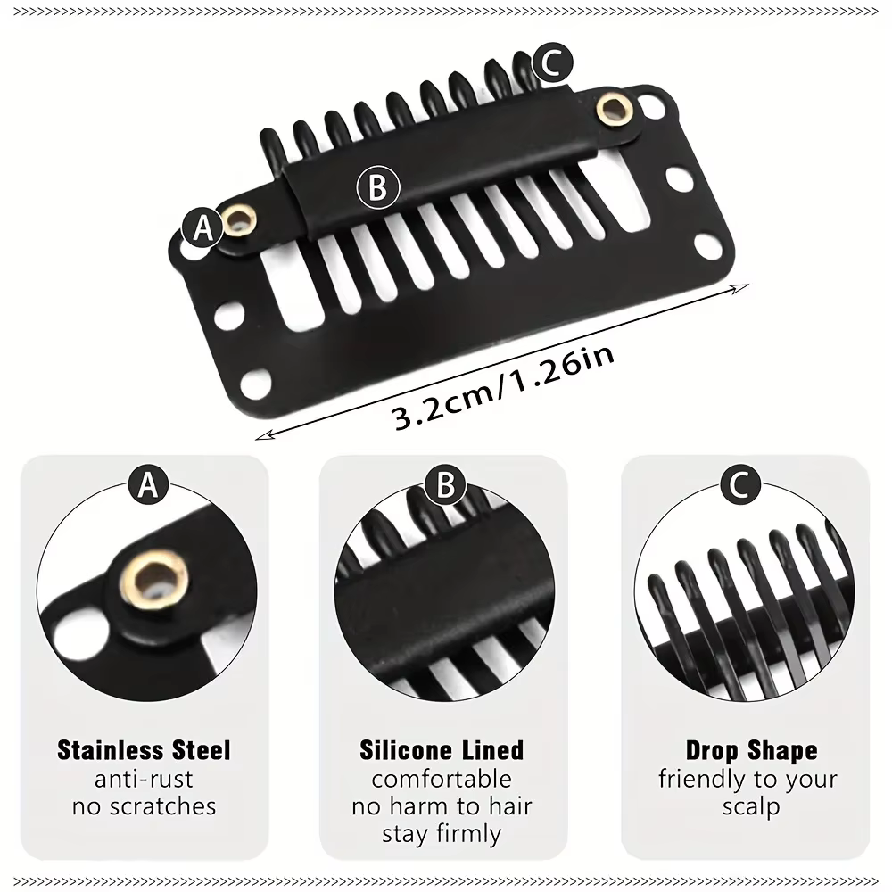 10-100 pièces Clips d'extension de cheveux outils de perruque 9 dents