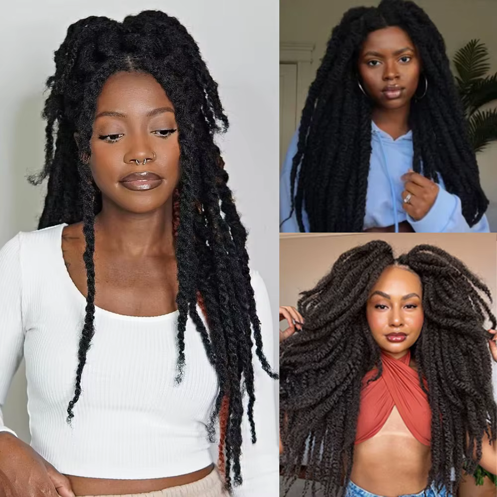Marley Twist V Part perruques pour femmes noires 24 pouces Afro crépus bouclés