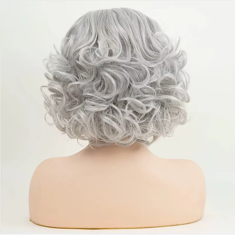 HAIRJOY Perruques synthétiques grises pour femmes âgées