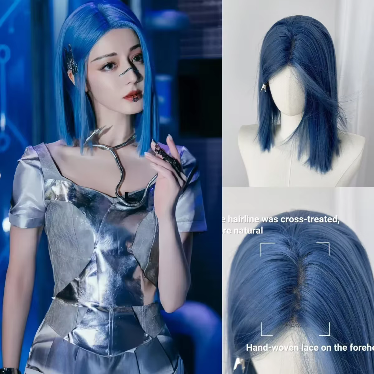 Perruque bleue Ashely pour femmes