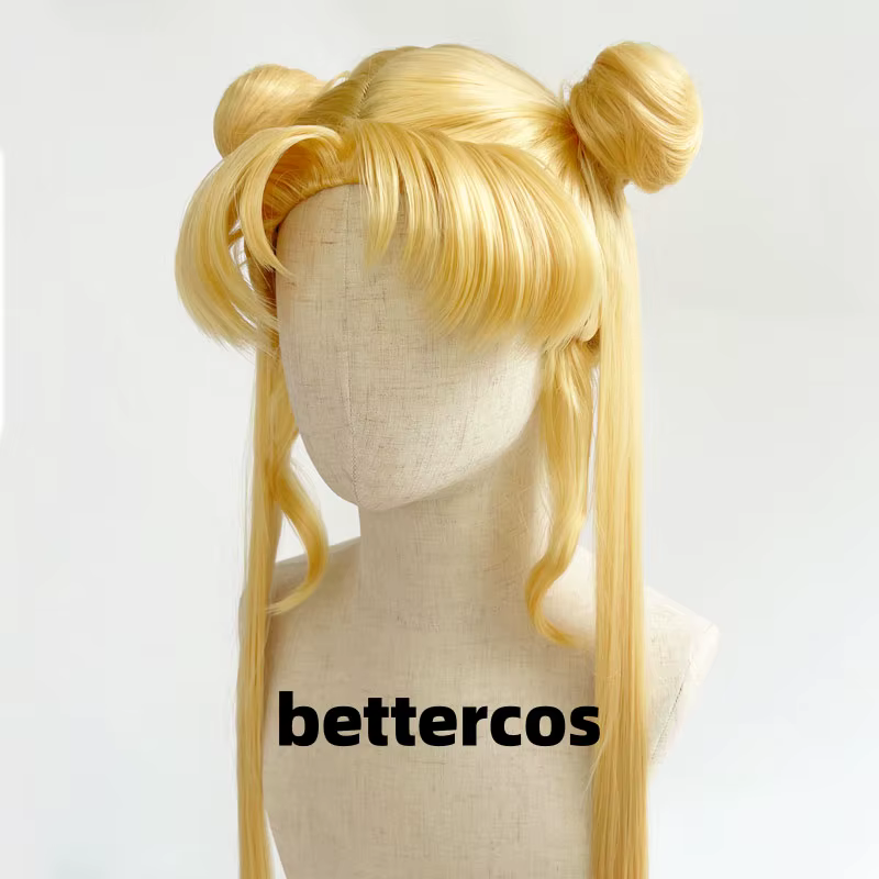 Serena Tsukino Usagi Cosplay perruque Annie 130 cm blond argent Double longue queue de cheval résistant à la chaleur