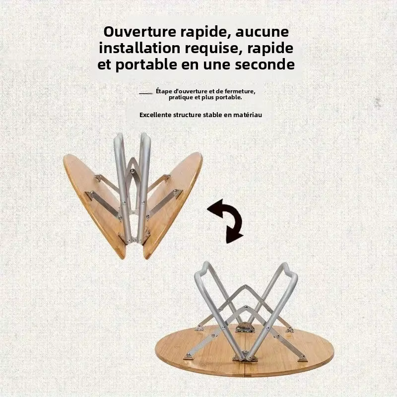 Petite table ronde relevable, table pliante, table portable ultra-légère pour le camping en plein air