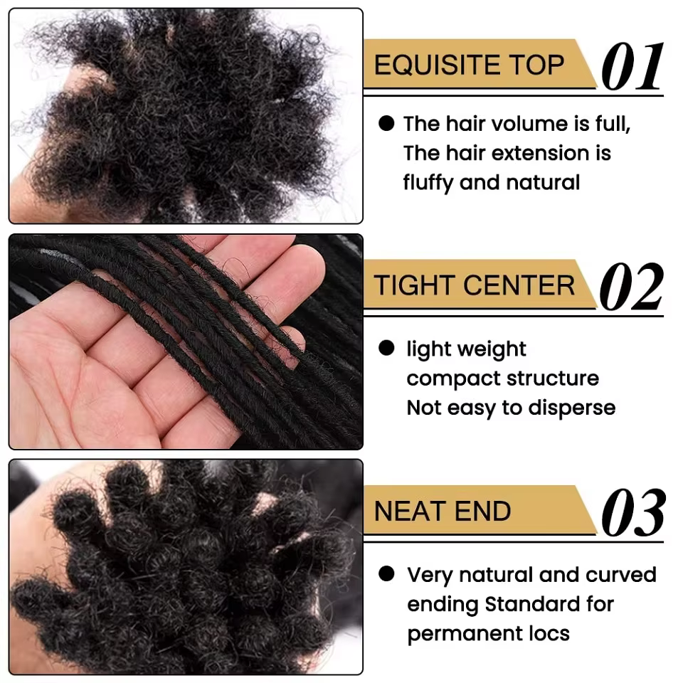 Extensions de Dreadlock cheveux humains pour hommes femmes tresses au Crochet