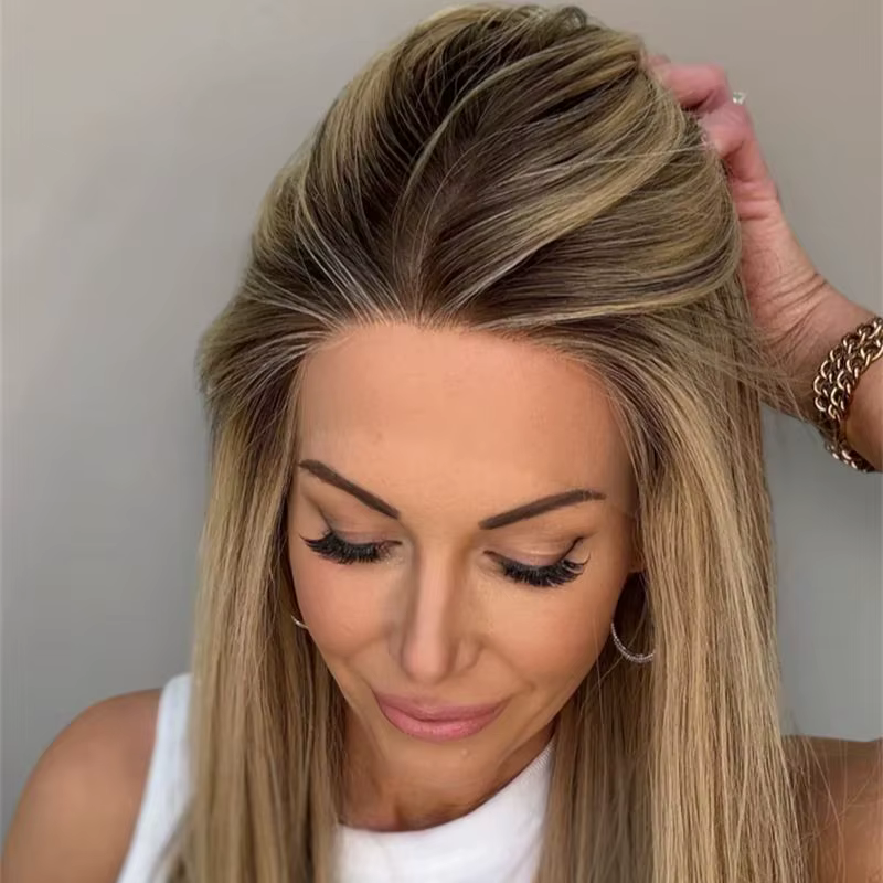 Perruque Balayage synthétique courte et lisse