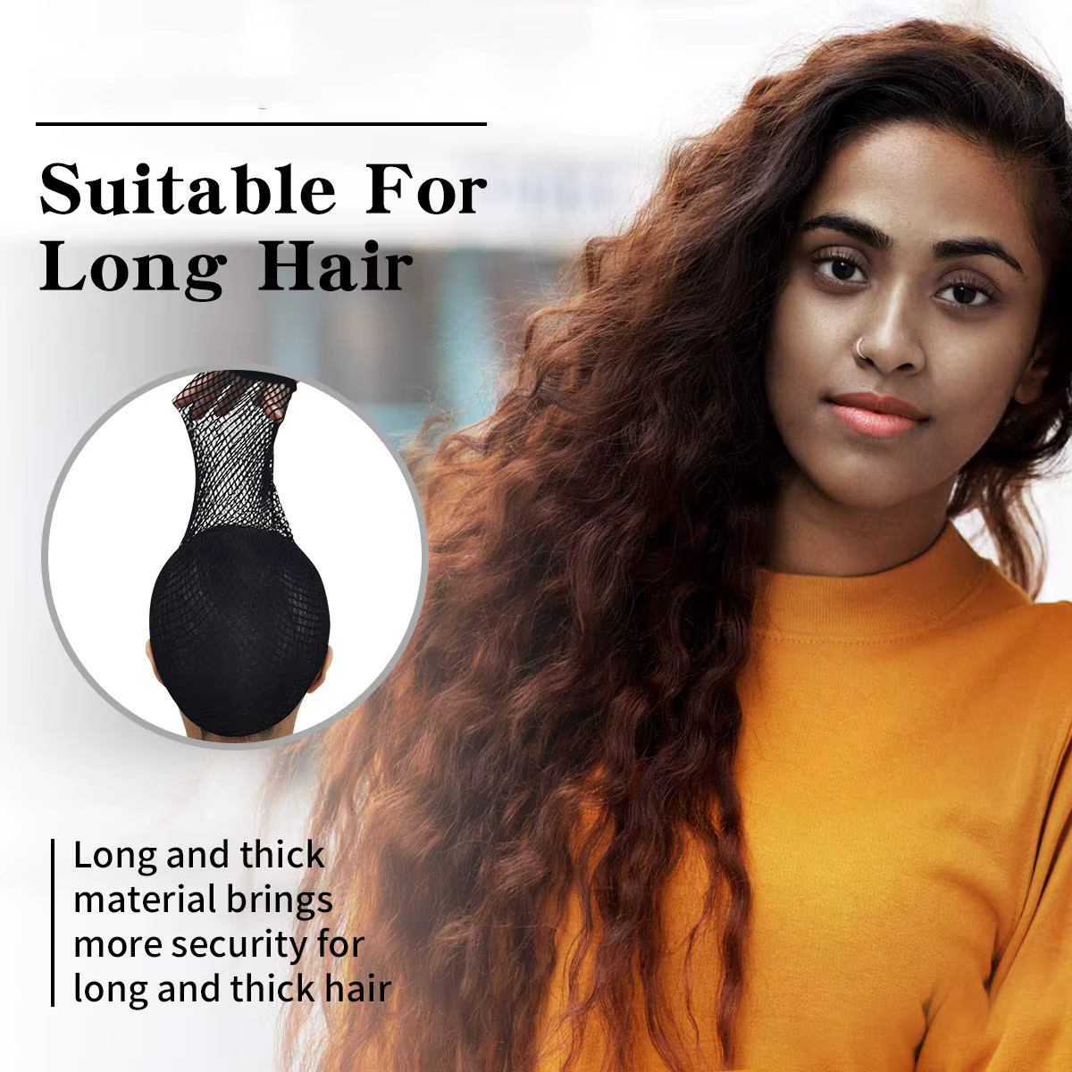 Bonnet de perruque en maille pour cheveux longs