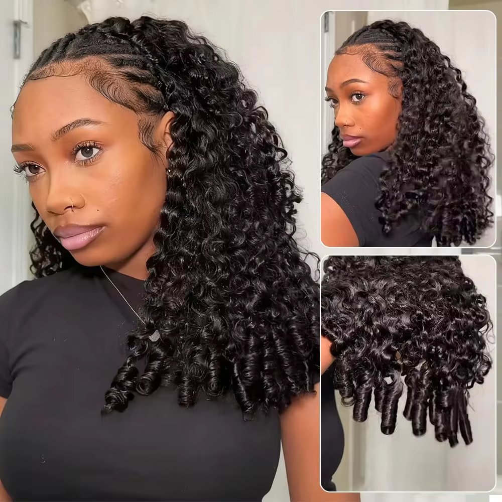 250% perruques sans colle cheveux humains birman bouclés bandeau perruque mise à niveau 3 en 1 demi-perruque avec cordon