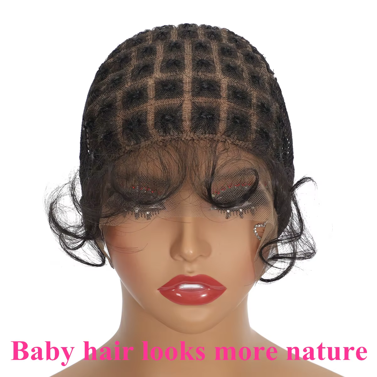 Bonnet de perruque avec cheveux de bébé sans nœuds