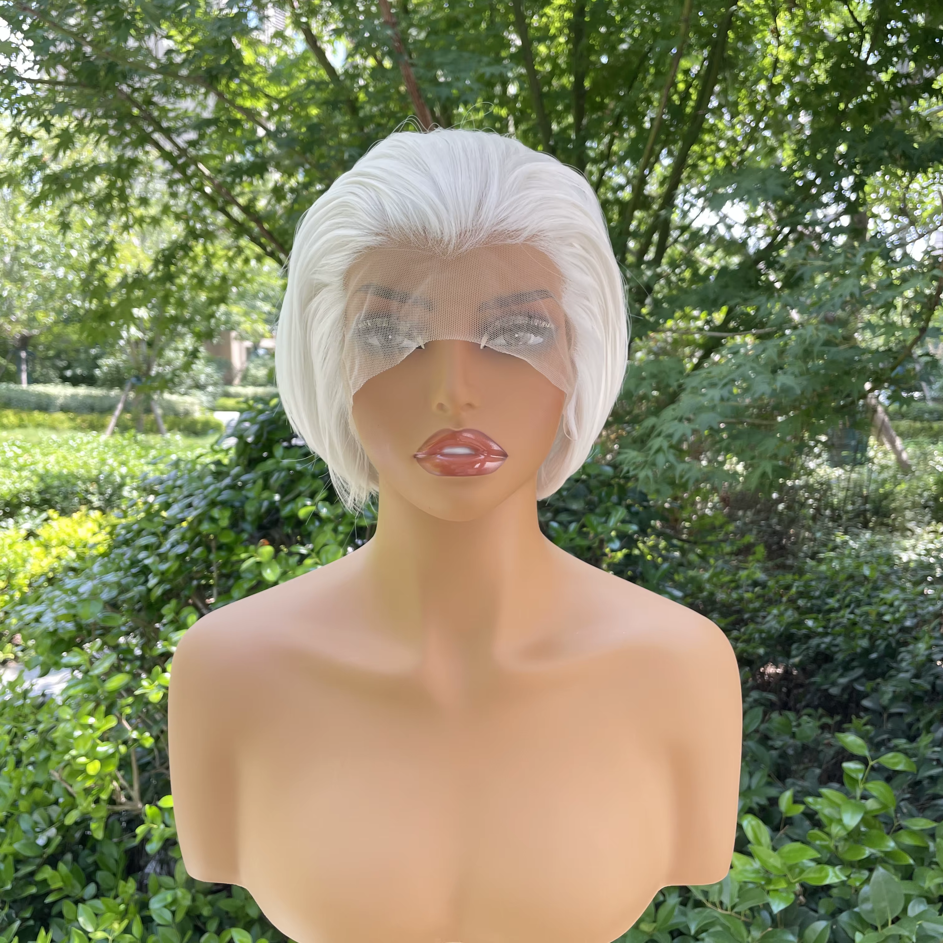 Perruque synthétique coupe Bob courte de pointe de veuve pour femme