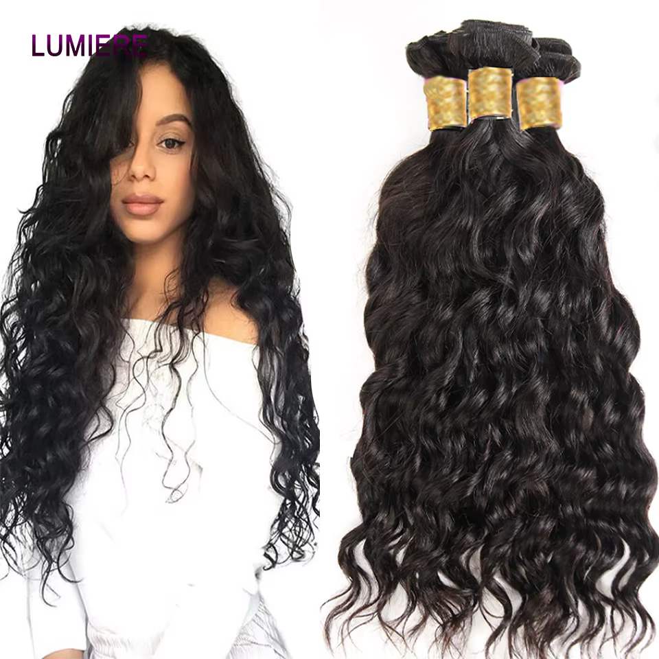 Bundles brésiliens de tissage de cheveux humains de vague profonde d'eau
