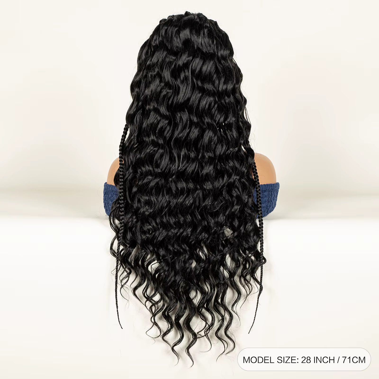 Fulani perruque tressée avec cheveux mi-bouclés synthétique 13x6 Transparent dentelle avant
